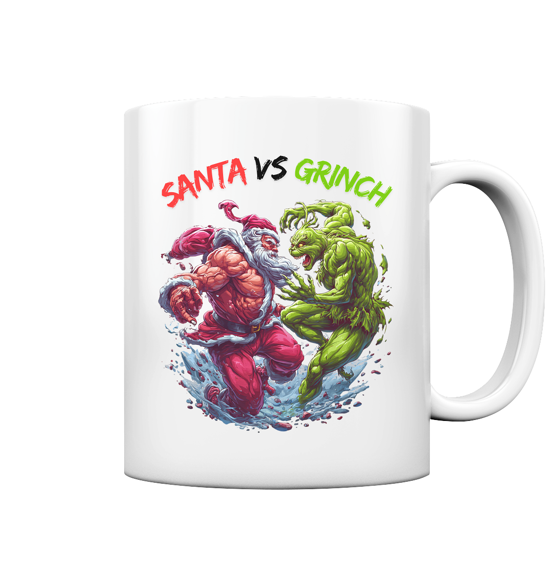 Santa vs Grinch - Tasse glossy